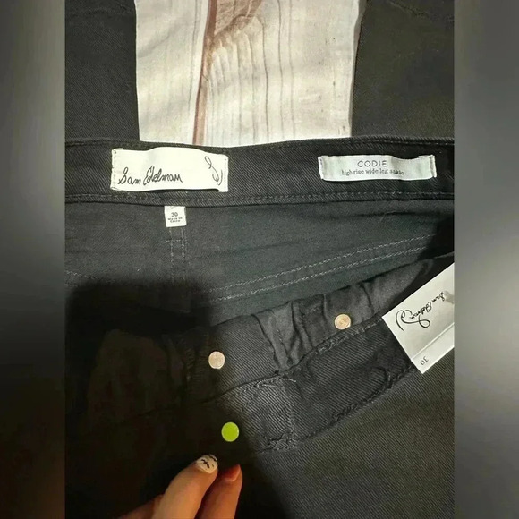 Sam Edelman Women’s  Codie Jeans Button Fly High Rise Wide Leg Ankle Black Sz 30 - Picture 5 of 10